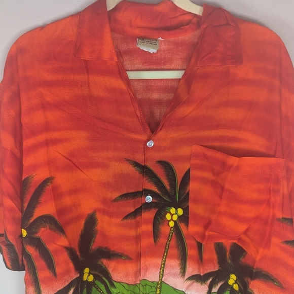 Vintage In-Gear Hawaiian tropical parrot palm tree button-up party shirt mens XL - Picture 2 of 6